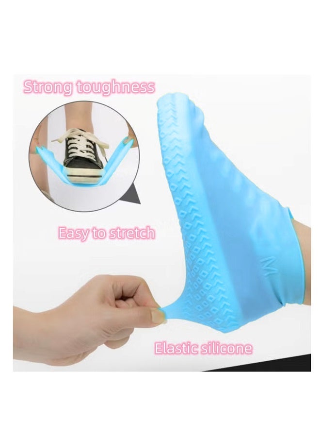 غطاء حذاء المطر للرجال والنساء، غطاء حذاء من السيليكون مقاوم للماء في الأيام الممطرة، سميك غير قابل للانزلاق، مقاوم للتآكل، أحذية مطر خارجية، قابلة للطي والحمل، نسيج يشبه الإطارات، خفيف الوزن - Image 3