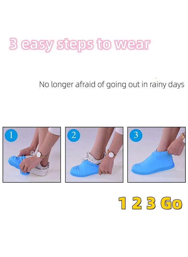 غطاء حذاء المطر للرجال والنساء، غطاء حذاء من السيليكون مقاوم للماء في الأيام الممطرة، سميك غير قابل للانزلاق، مقاوم للتآكل، أحذية مطر خارجية، قابلة للطي والحمل، نسيج يشبه الإطارات، خفيف الوزن - Image 5