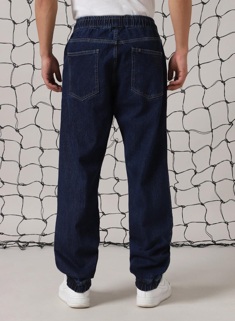 Hubberholme Men's Indigo 100% Cotton Distressed Full Length Straight Fit Jeans - Image 3