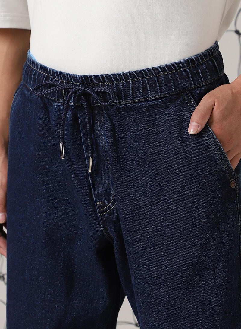 Hubberholme Men's Indigo 100% Cotton Distressed Full Length Straight Fit Jeans - Image 4