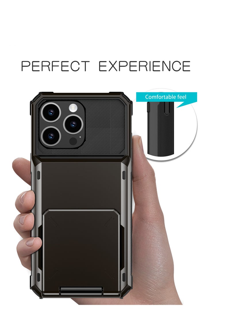 GULFLINK Full Protection Shockproof Case Casing Card Holder Case Dual Layer Hard Case For iPhone 16 Pro Max Black - Image 2