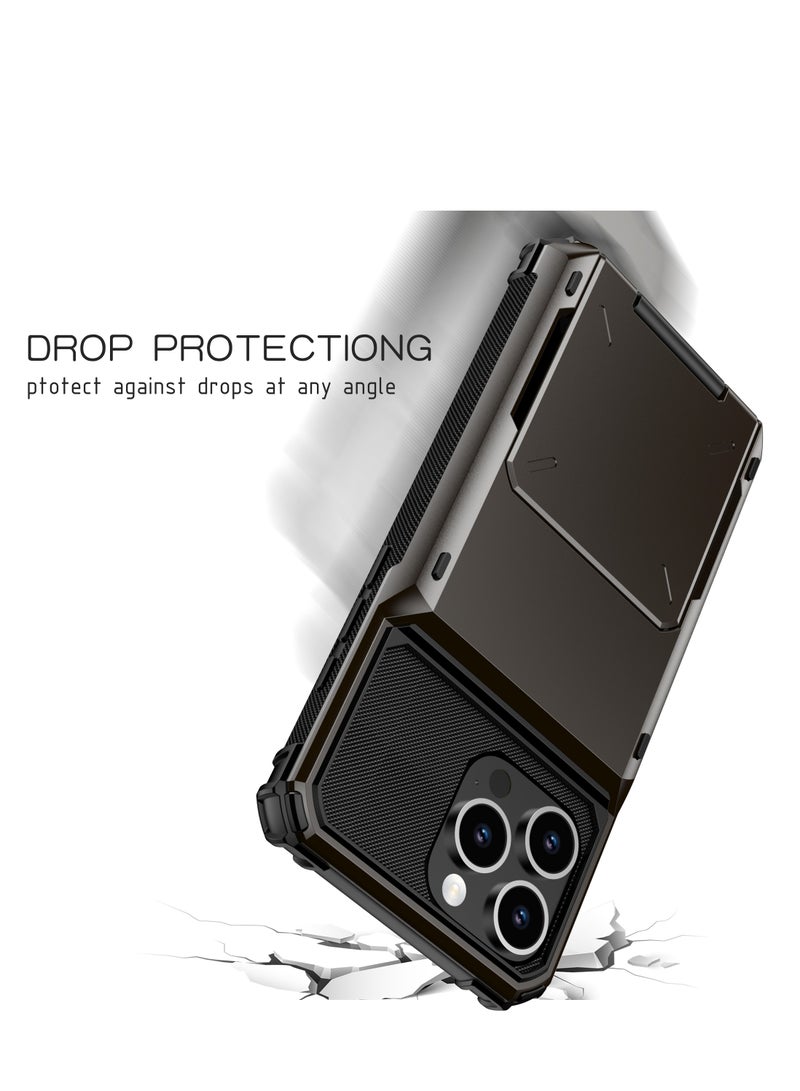 GULFLINK Full Protection Shockproof Case Casing Card Holder Case Dual Layer Hard Case For iPhone 16 Pro Max Black - Image 5