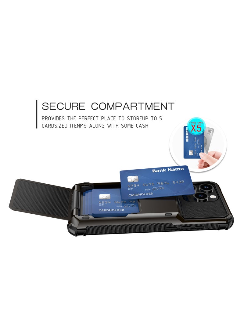 GULFLINK Full Protection Shockproof Case Casing Card Holder Case Dual Layer Hard Case For iPhone 16 Pro Max Black - Image 3