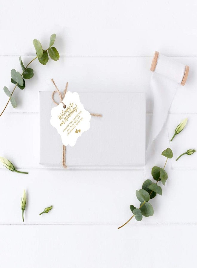 Andaz Press Out of Town Bags Fancy Frame Gift Tags, Welcome to Our Wedding Thanks for Traveling to Celebrate with Us, Faux Gold Glitter, 24-Pack, for Destination OOT - Image 4