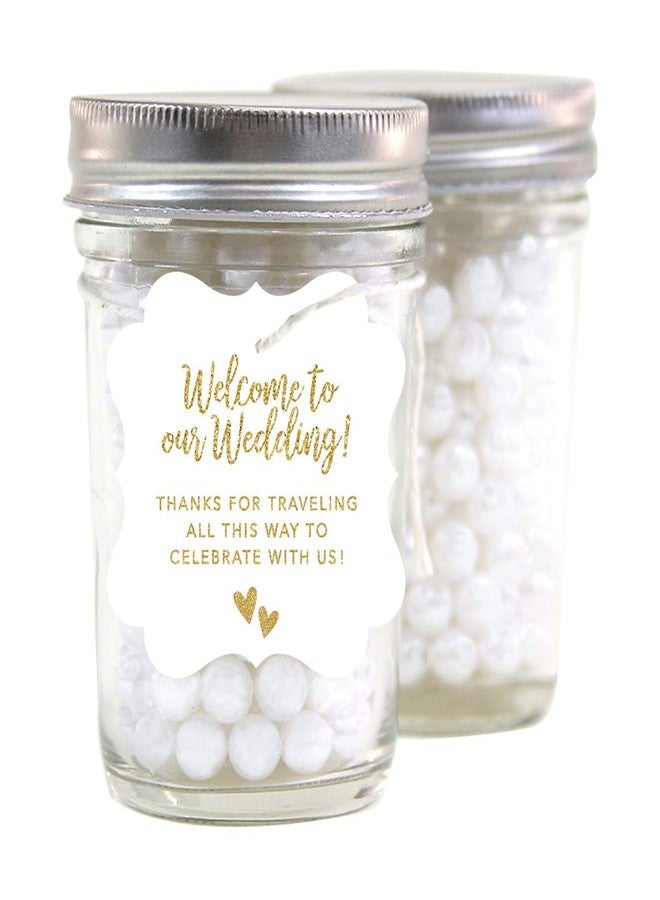 Andaz Press Out of Town Bags Fancy Frame Gift Tags, Welcome to Our Wedding Thanks for Traveling to Celebrate with Us, Faux Gold Glitter, 24-Pack, for Destination OOT - Image 5