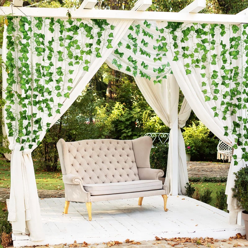 DECGOL 24 Pack 172 FT Artificial Ivy Garland Greenery Outdoor Faux Plants Leaf Garland Fake Vines for Bedroom Aesthetic Home Garden Office Wedding Wall Decor - Image 4