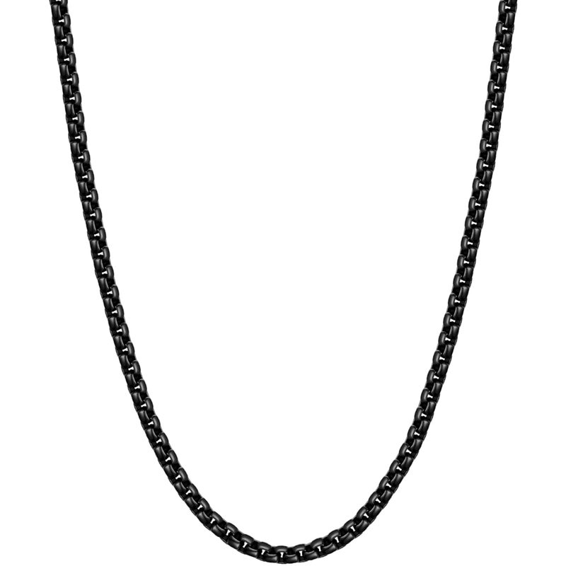 Fiusem Black Chain for Men, 2.5mm Mens Chain Necklaces, Stainless Steel Box Chain Necklace for Men and Women, Mens Necklace 18 Inch - Image 1