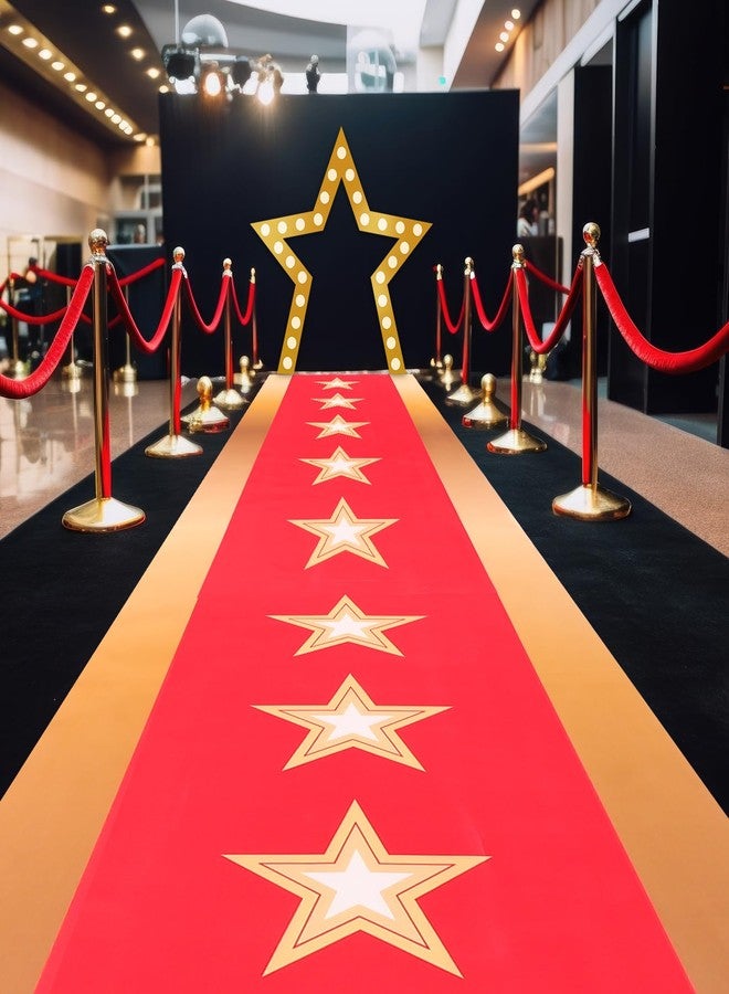 Tegeme 2 Pcs Movie Night Party Photo Prop Decorations, Gold Star Movie Theme Party Banner and Red Runner Rug Carpet, Film Show Theme Hanging Banner for Music Award Circus Carnival Birthday Prom Decor - Image 4