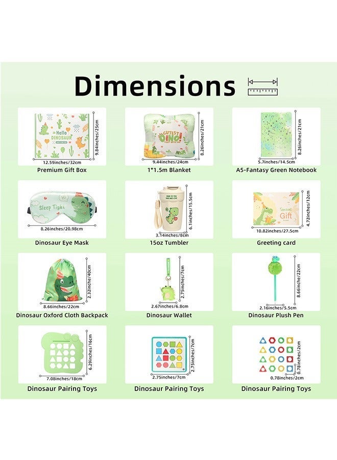 Beauenty Dinosaur Toy for Kids Age 3-10,Dinosaur Gift Box Set for Boys,Kids Gifts with Dinosaur Blanket Backpack Eye Mask Tumbler and Toys,New Year Birthday Children's Day Gifts for Boys (green) - Image 2