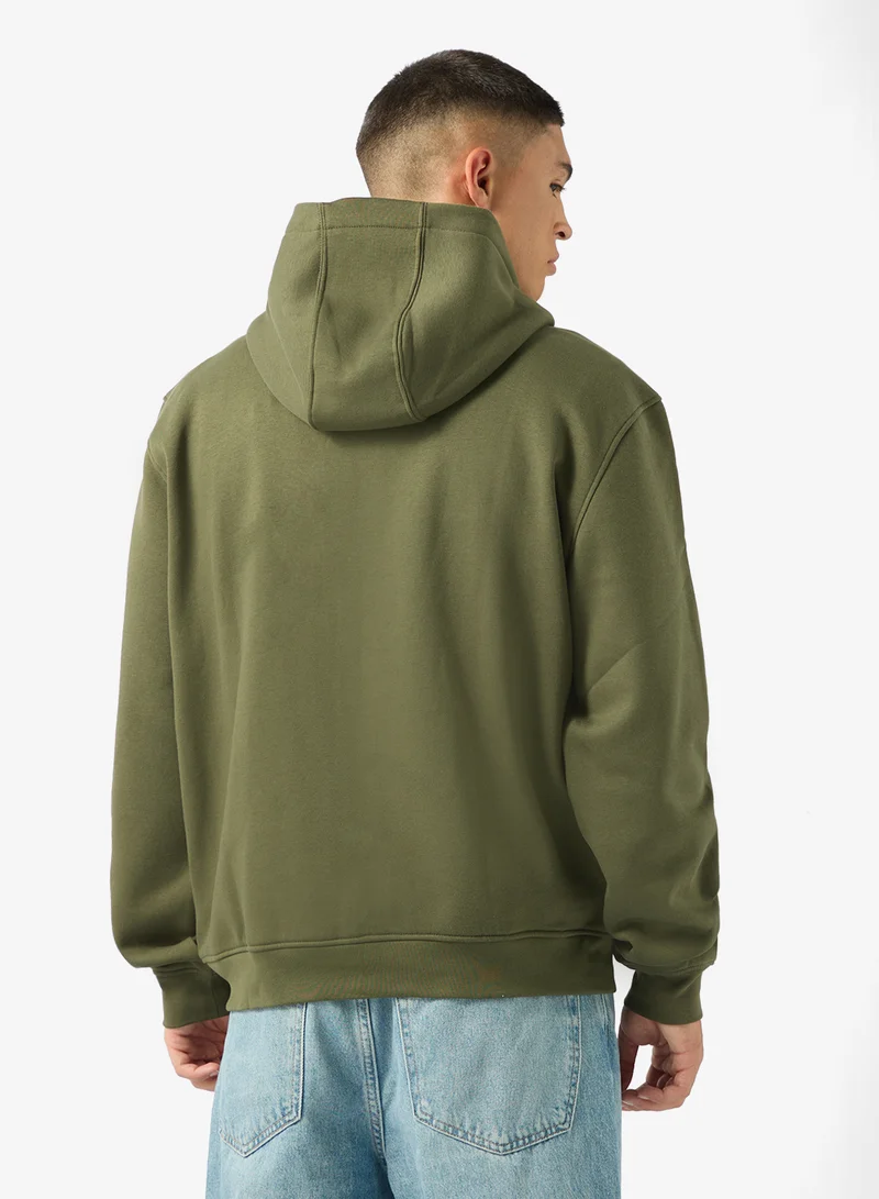 GUESS Zip Detailed Basic Hoodie
