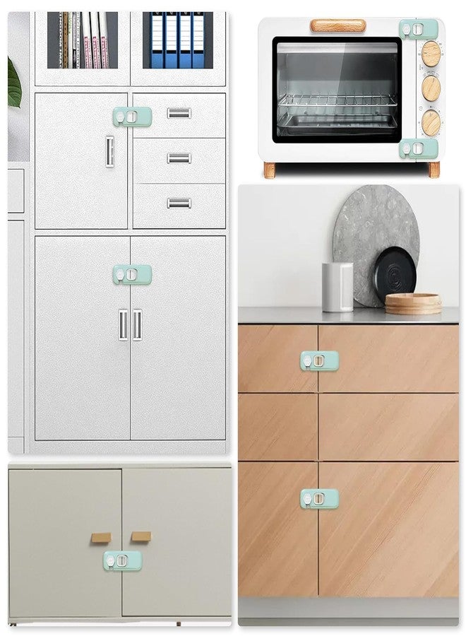 PRETOX 2 Pack Child Proof Refrigerator Lock,Fridge Locks for Kids with Sticky Adhesive Pads,Baby Safety Locks for Fridges, Cabinets, Drawers, Double Doors-Green - Image 2