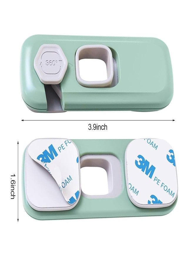 PRETOX 2 Pack Child Proof Refrigerator Lock,Fridge Locks for Kids with Sticky Adhesive Pads,Baby Safety Locks for Fridges, Cabinets, Drawers, Double Doors-Green - Image 3