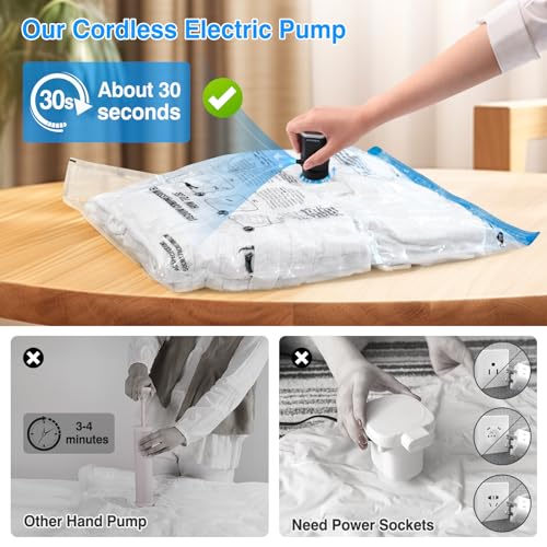 Adworte Cordless Electric Pump for Vacuum Storage Bags Travel Air Pump for Various Space Saver Bags Portable Rechargable Seal Bag Pump for Compression Clothes, Blanket, Luggage (Black Pump Only) - Image 2