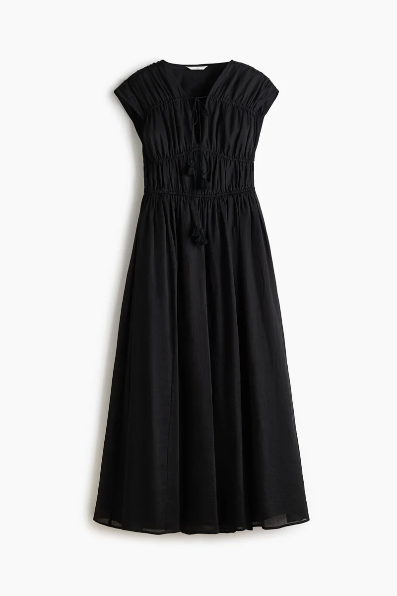 H&M Drawstring-detail ramie dress