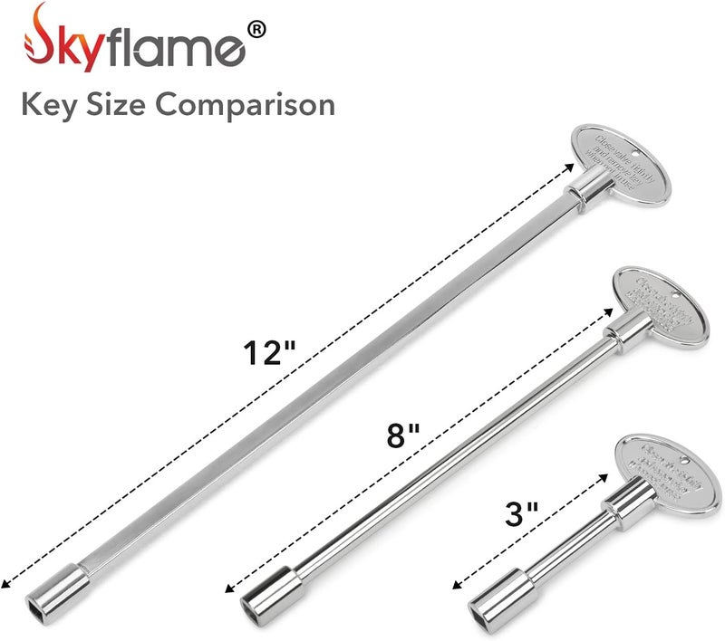 Skyflame Universal Gas Valve Key Fits 1/4" and 5/16" Gas Valve Stems, for Fire Pit and Fireplace, Polished Chrome - 8 Inches - Image 3