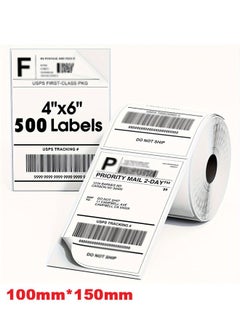 Generic 4X6 Inch Direct Thermal Shipping Label, Thermal Postage Stickers Perforated Strong Adhesive Commercial Grade Labels, 500 Labels per Roll 100mm*150mm  - Image 1