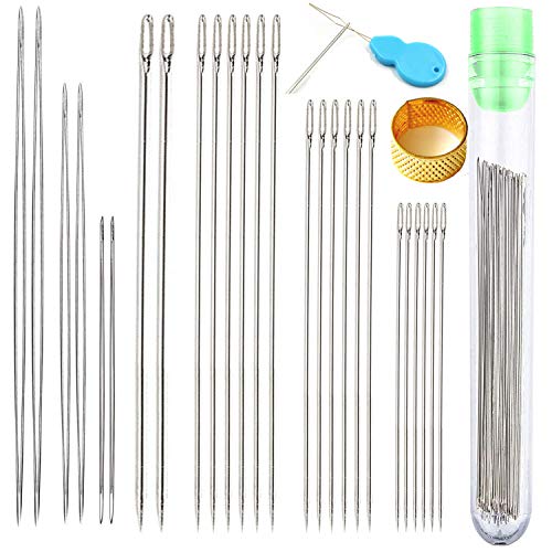 Y-Axis 26 Pcs Assorted Beading Needles Including 6 Pcs Big Eye Beading Needles + 20 Pcs Long Straight Beading Thread Needles with Needle Bottle - Image 1