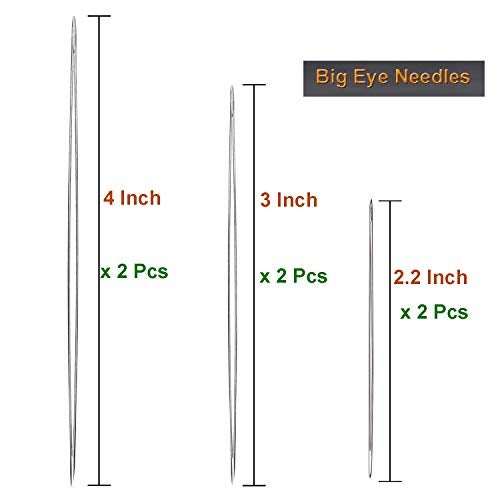 Y-Axis 26 Pcs Assorted Beading Needles Including 6 Pcs Big Eye Beading Needles + 20 Pcs Long Straight Beading Thread Needles with Needle Bottle - Image 2