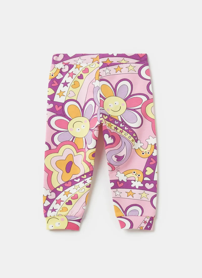 او في اس Fleece joggers with all-over print