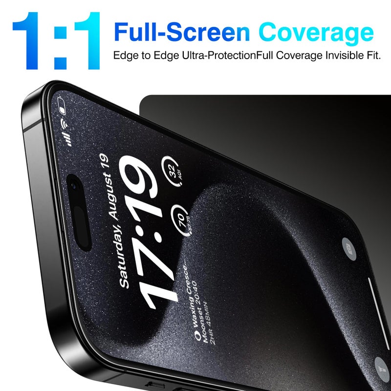 EZ-GLAZ- 4 Pack for iPhone 15 Pro Max Screen Protector [6.7"] With 2 Pack Camera Lens Protector, 9H+ Hardness 12FT Military Grade Shatterproof Scratch Resistant Durable Tempered Glass Film with Flawless Fit Kit, HD Clear - Image 3