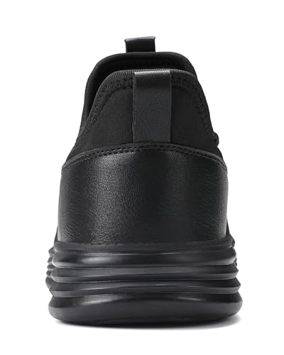 VILOCY Mens Slip On Casual Dress Shoes Hands Free Fashion Sneakers Mesh Tennis Walking Shoes Comfortable Work Shoes Breathable Lightweight Non Slip All Black,EU42 - Image 4