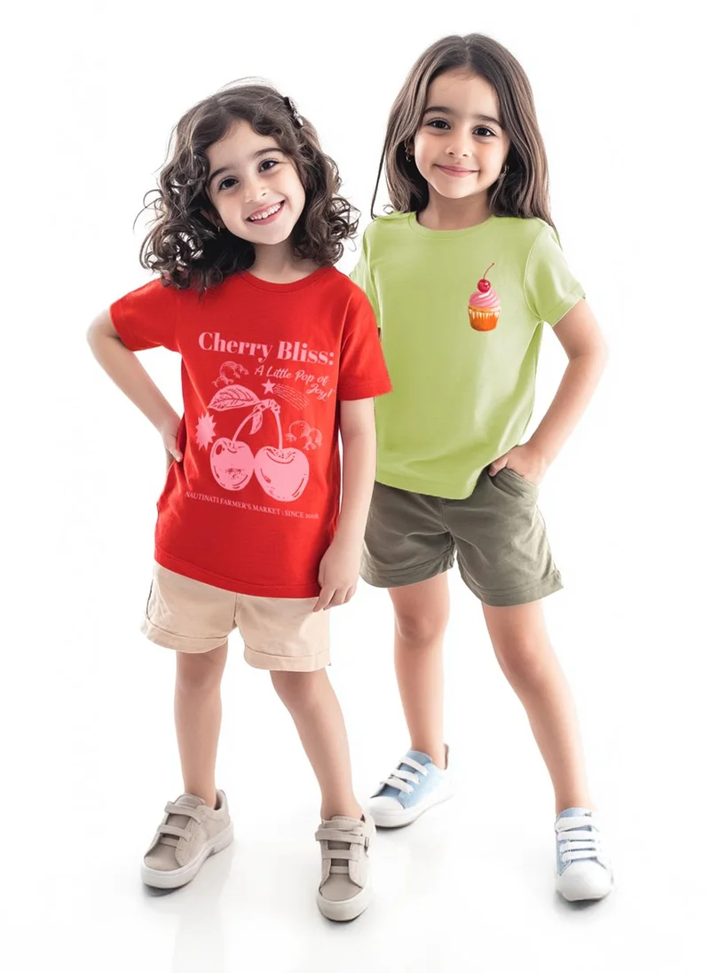 نوتيناتي Nautinati Girls’ Disney Print Cotton T-shirts | Aged 2 – 10 Years | Pack of 2 Tees