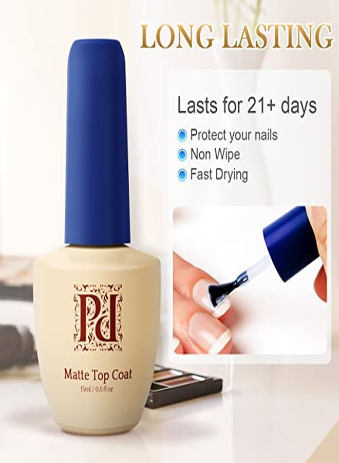 Pretty Diva Matte Top Coat Matte Gel Top Coat Soak Off Uv Led Nail Polish Gel Top Coat Matte Finish Gel Polish Long Lasting No Wipe Gel Top Coat Nail Polish 05 Oz  - Image 4