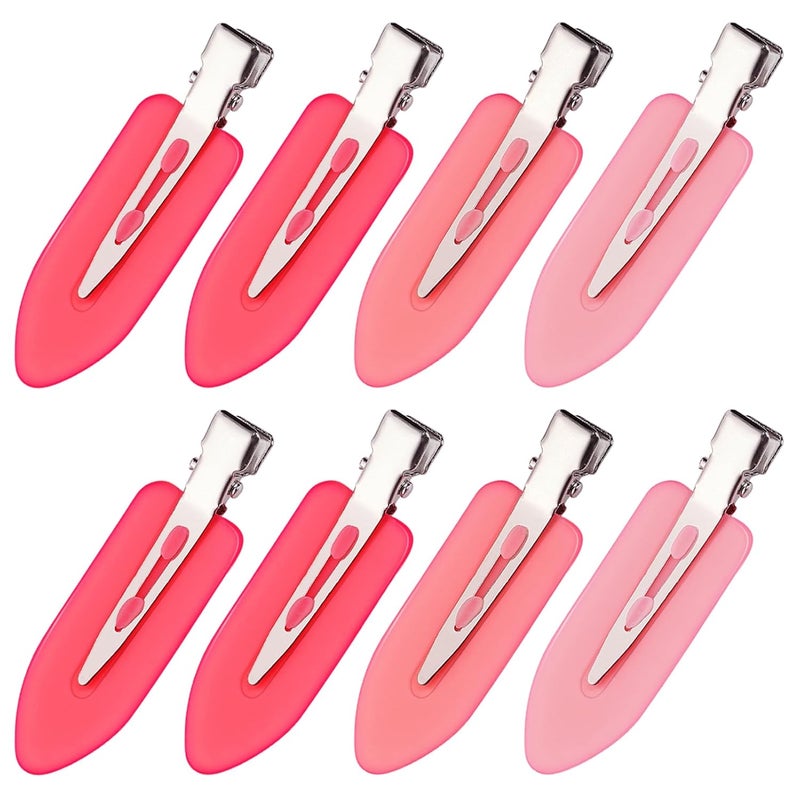 MADHOLLY 8Pcs No Bend No Crease Hair Clips Styling Duck Bill Clips Alligator Hair Barrettes for Styling Sectioning Small Gifts for Women Girl Salon Hairstyle Hairdressing Bangs Waves Gradient Pink