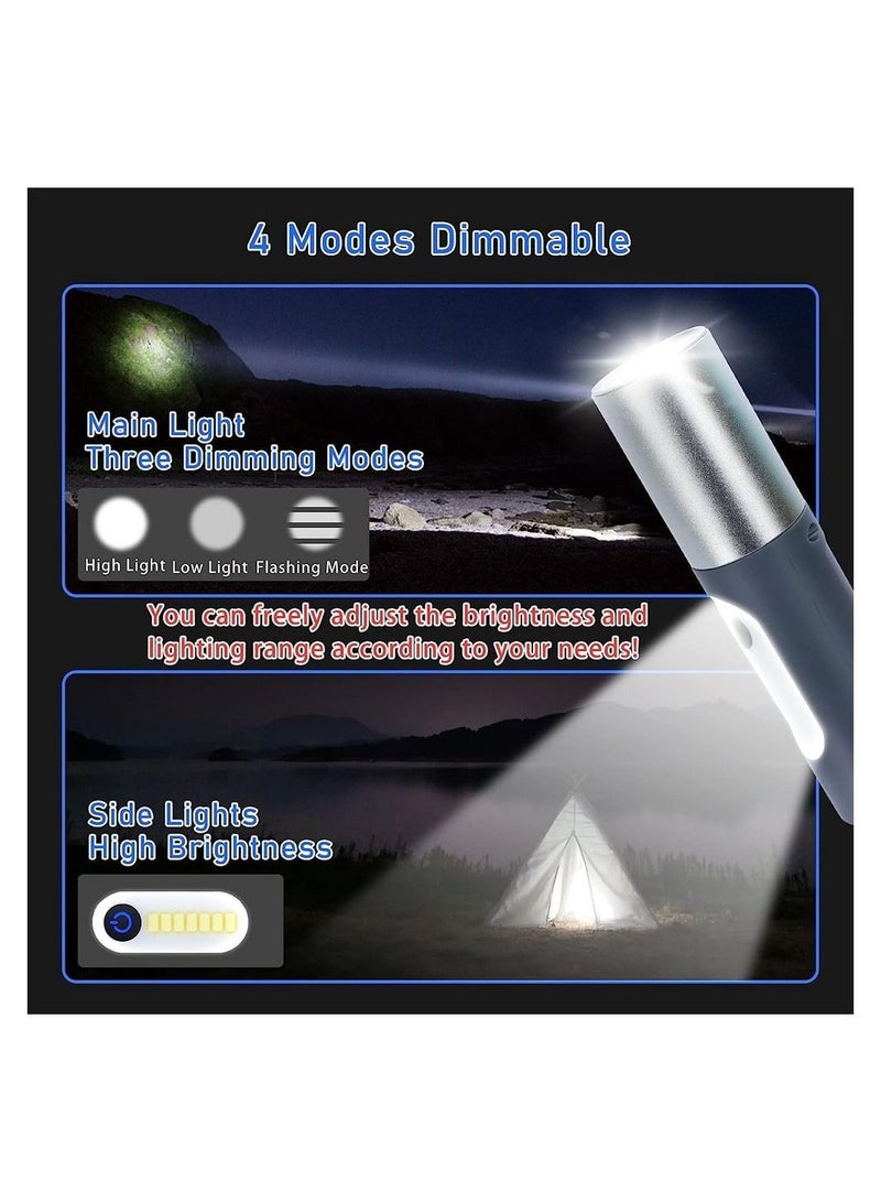 Rechargeable LED flashlight with 4 zoom modes, high lumen brightness, versatile waterproof USB-C handheld flashlight for emergency and outdoor camping use. Includes USB-C charging cable and lampshade. - Image 5