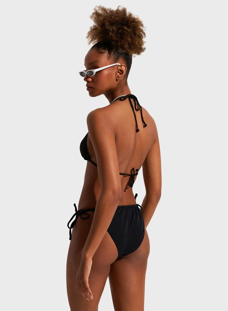 JUNE Ruffle Detail High Leg Bikini Bottom