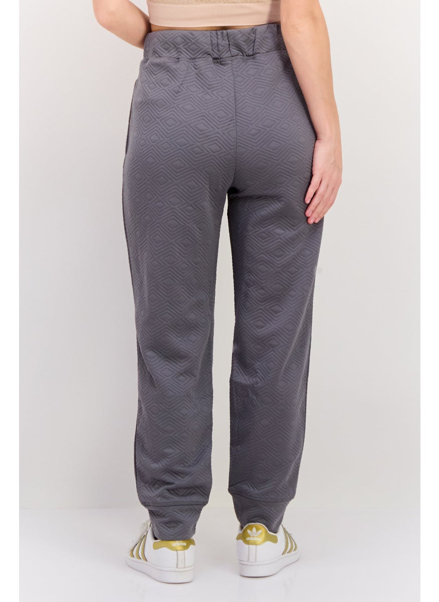 NINE WEST Women Regular Fit Drawstring Diamond Pattern Jogger Pants, Grey  - Image 4