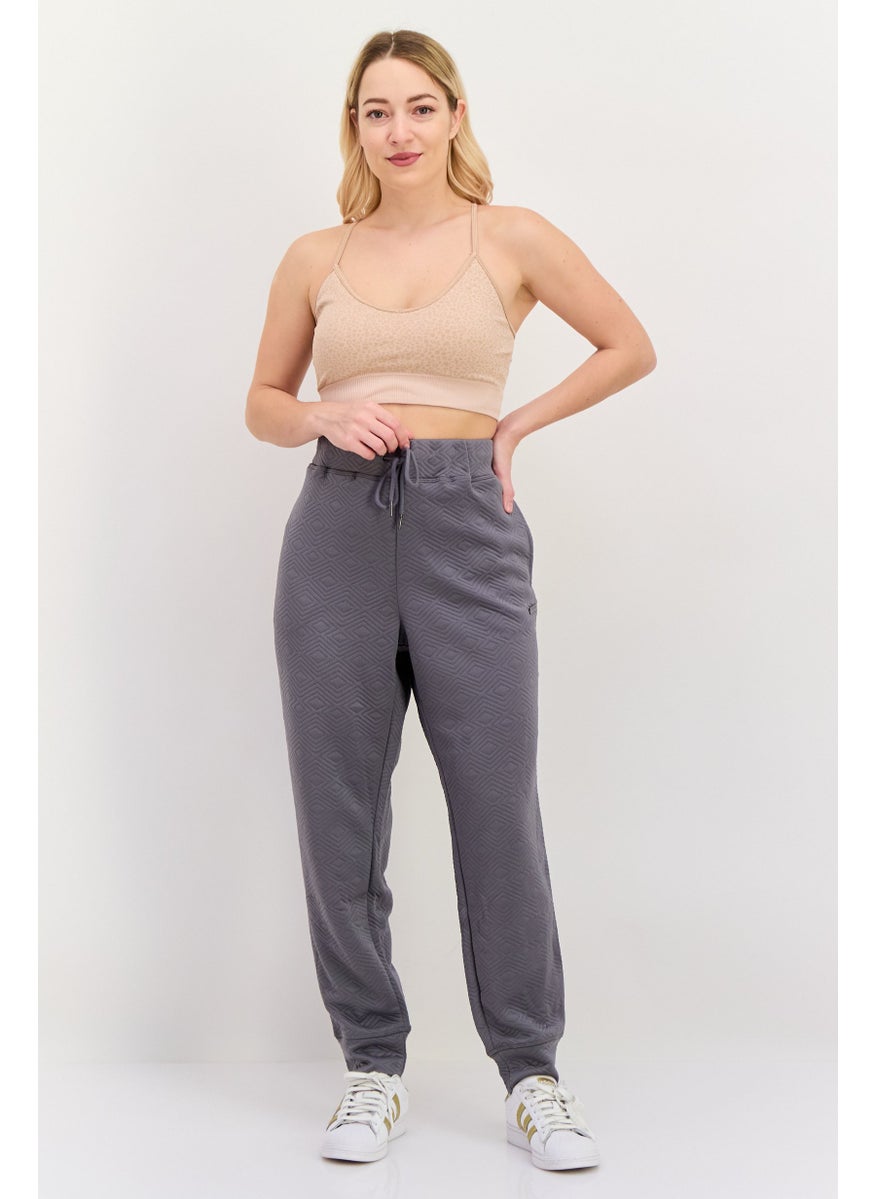 NINE WEST Women Regular Fit Drawstring Diamond Pattern Jogger Pants, Grey  - Image 3