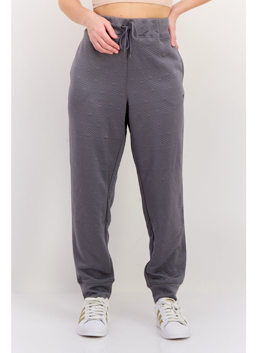NINE WEST Women Regular Fit Drawstring Diamond Pattern Jogger Pants, Grey  - Image 1