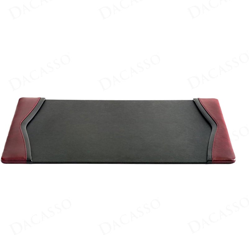 Dacasso 34 x 20 Burgundy Leather with Black Trim Desk Pad  Executive Desk Surface Protector  Luxury Leather Blotter for Writing - Image 1