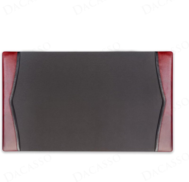 Dacasso 34 x 20 Burgundy Leather with Black Trim Desk Pad  Executive Desk Surface Protector  Luxury Leather Blotter for Writing - Image 3