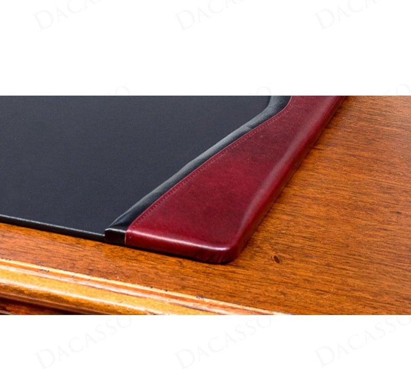 Dacasso 34 x 20 Burgundy Leather with Black Trim Desk Pad  Executive Desk Surface Protector  Luxury Leather Blotter for Writing - Image 4
