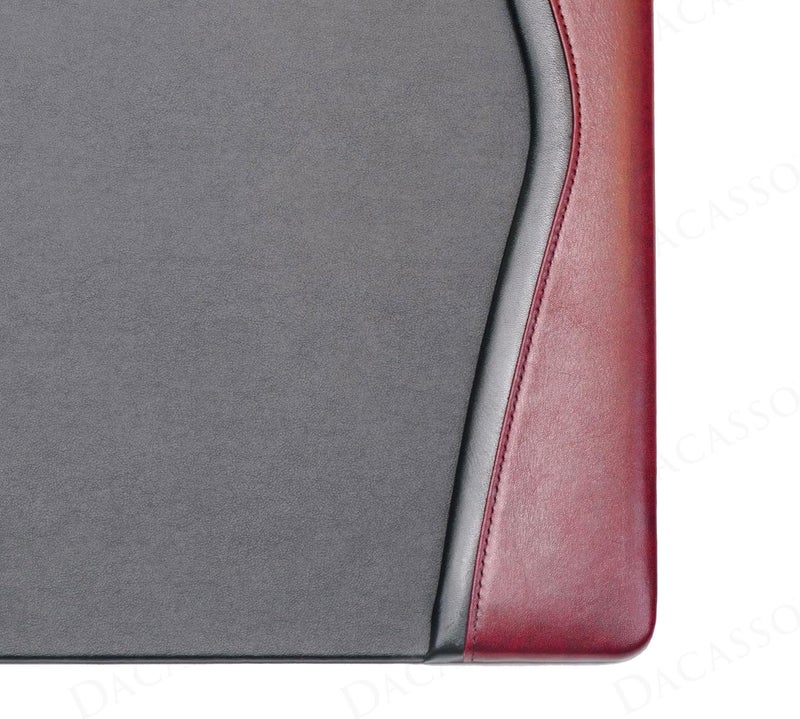 Dacasso 34 x 20 Burgundy Leather with Black Trim Desk Pad  Executive Desk Surface Protector  Luxury Leather Blotter for Writing - Image 5