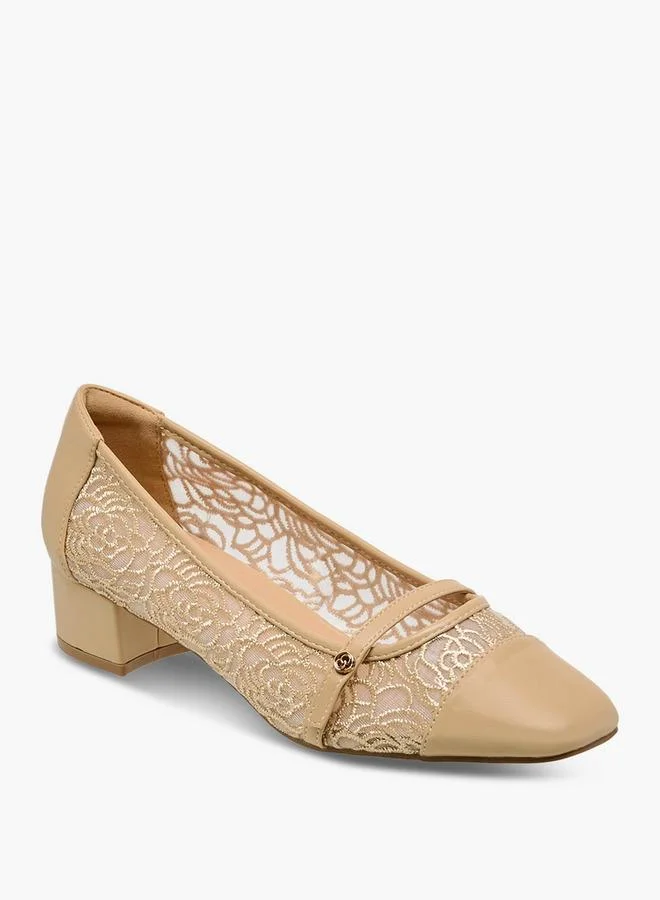 Celeste Women Lace Detail Block Heel Shoes