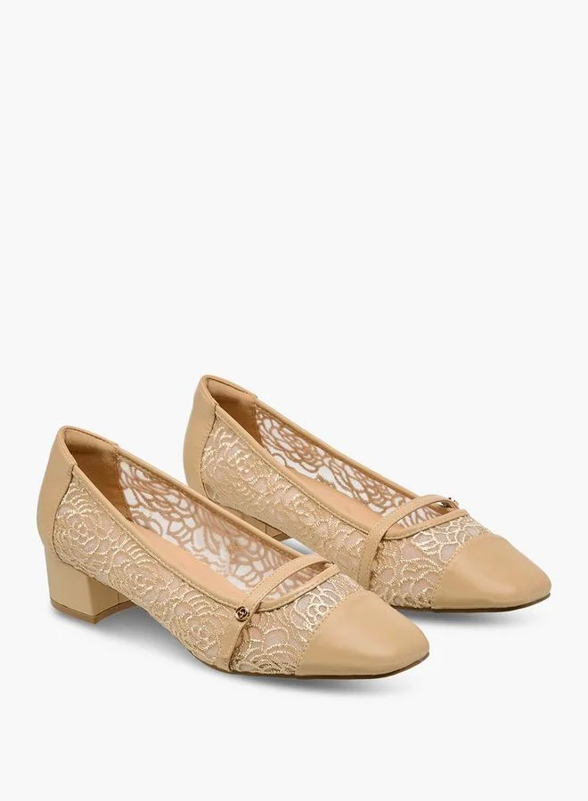 Celeste Women Lace Detail Block Heel Shoes