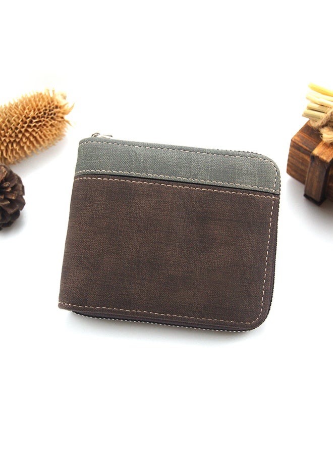 مينبنس محفظة رجالية قصيرة قابلة للطي مصنوعة من جلد البولي يوريثان عالي الجودة مع جيب للعملات المعدنية بسحاب - Image 5