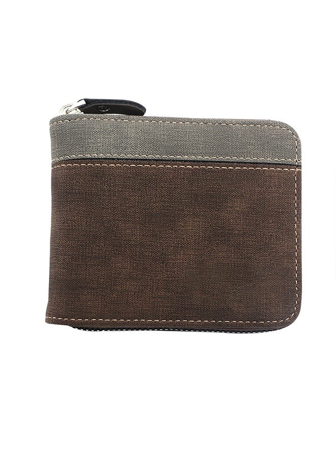 مينبنس محفظة رجالية قصيرة قابلة للطي مصنوعة من جلد البولي يوريثان عالي الجودة مع جيب للعملات المعدنية بسحاب - Image 1