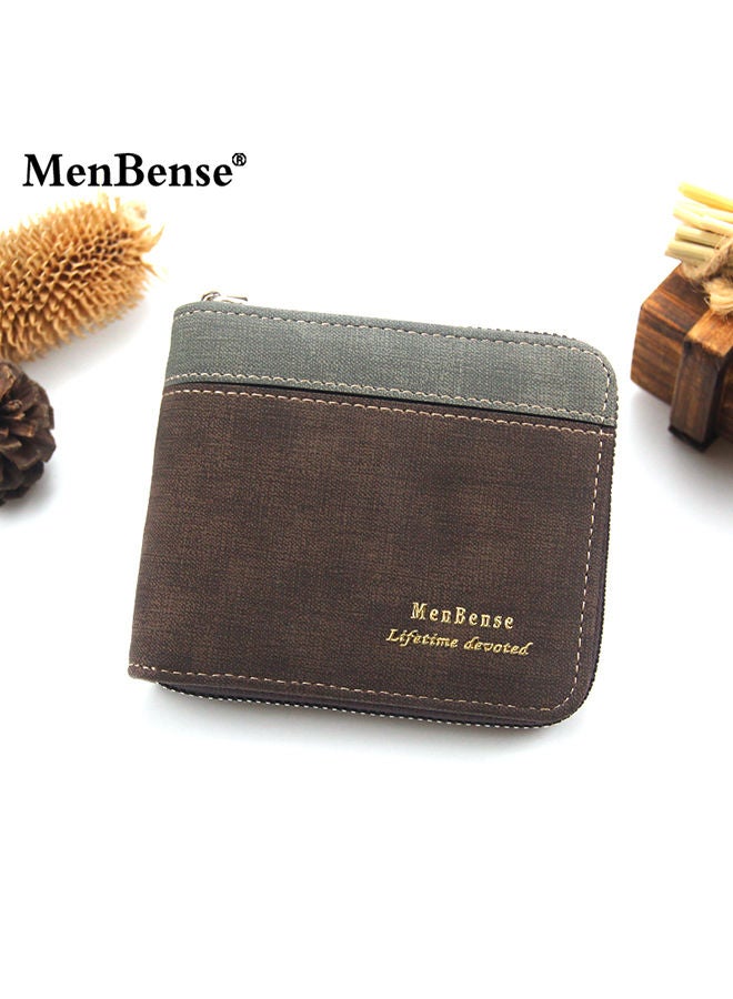 MenBense High-Quality PU Leather Men's Bifold Short Wallet with Zipper Coin Pocket - Image 5
