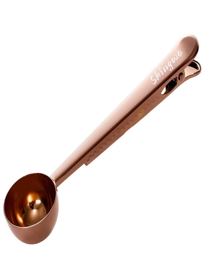 Skingwa Rose Gold Coffee Scoop with Bag Clip, Multi-Function Milk Powder Measuring Spoon, 20ml - Image 1