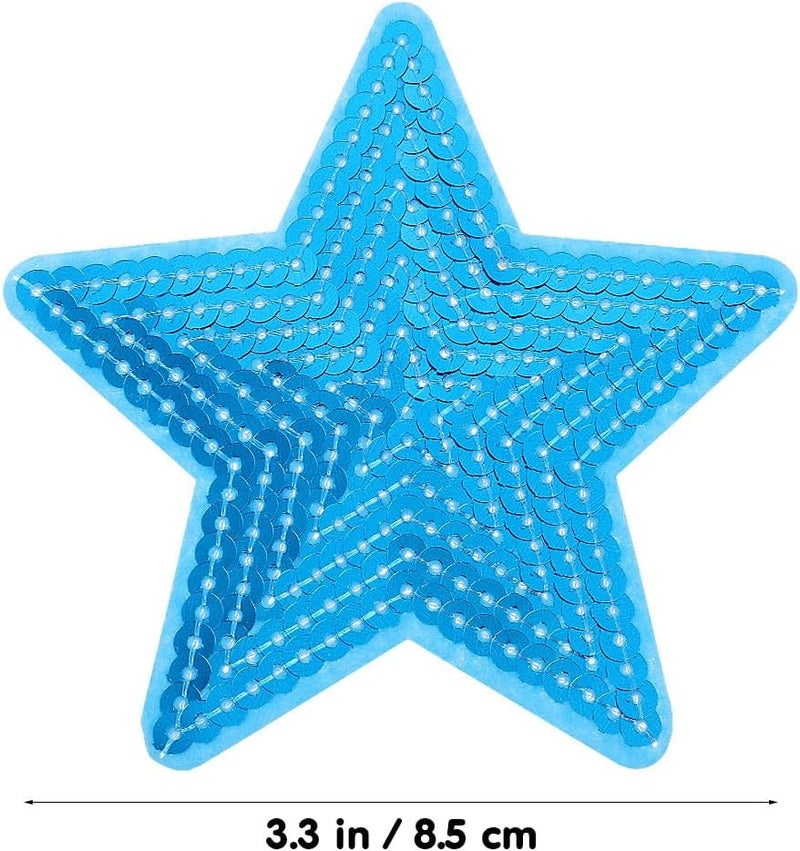 FAVOMOTO 10pc Blue Star Shape Clothes Patches Iron On, Sequin Embroidered Sewing Appliques for DIY Clothing Costumes, Craft Decoration Accessories - Image 2