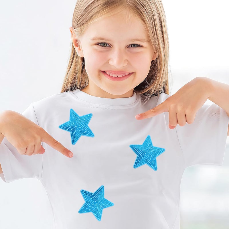 FAVOMOTO 10pc Blue Star Shape Clothes Patches Iron On, Sequin Embroidered Sewing Appliques for DIY Clothing Costumes, Craft Decoration Accessories - Image 5