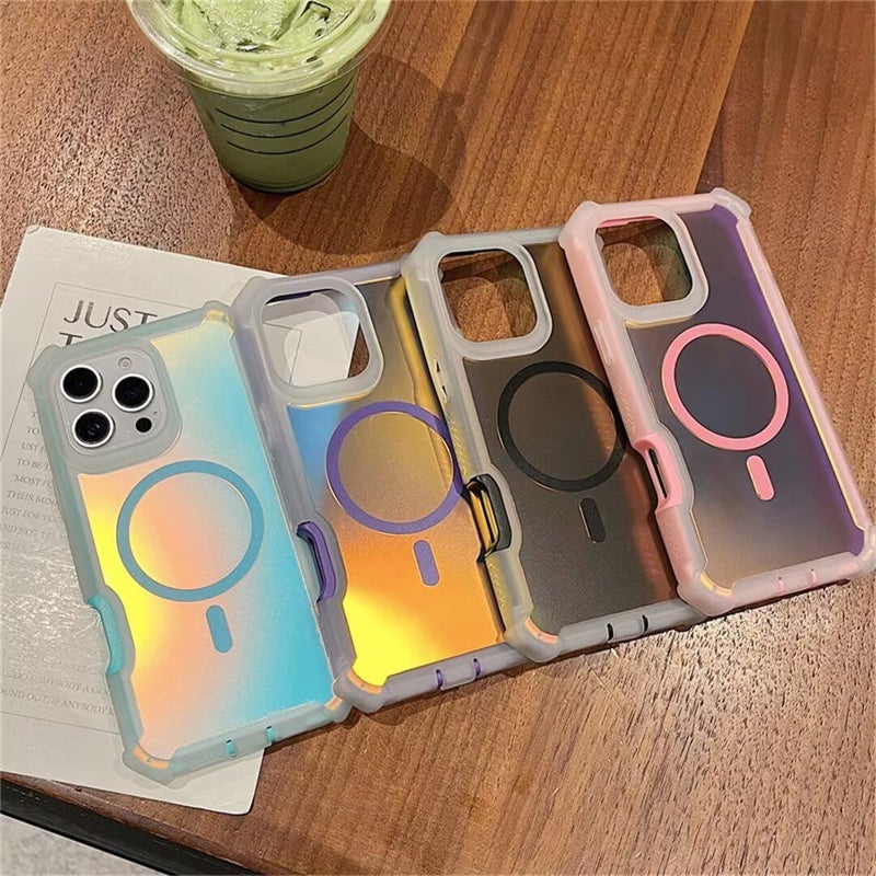 Case For iPhone 13 Gradient Full Body Rugged Hybrid 2 In 1 Armor Shockproof Protection With Wireless Charging Phone Case 6 1 Inch 2021 Pink - Image 5
