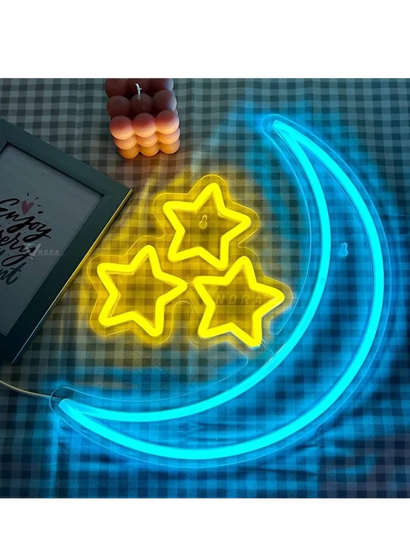 ThePartyPopper Moon & Star Ramadan Neon Light LED Neon Ramadan Decoration Neon Sign 50 CM X 47 CM  - Image 1