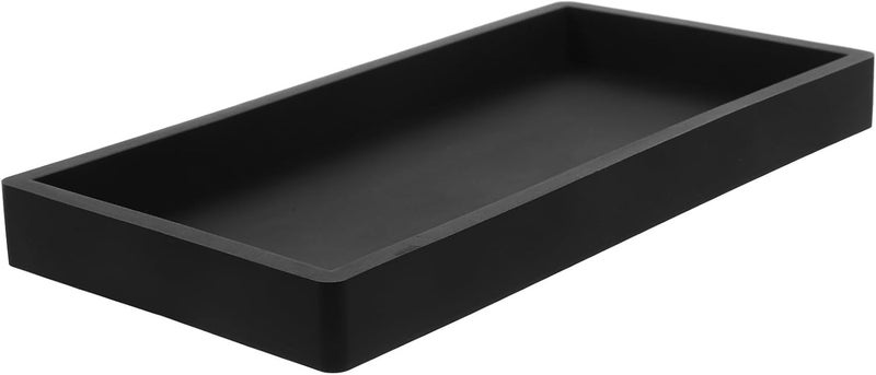 ABOOFAN Silicone Bathroom Tray Organizer for Countertop, Non-Slip Black Silicone Drying Mat with Drainage, Household Vanity Storage Tray for Bathroom and Kitchen - Image 1