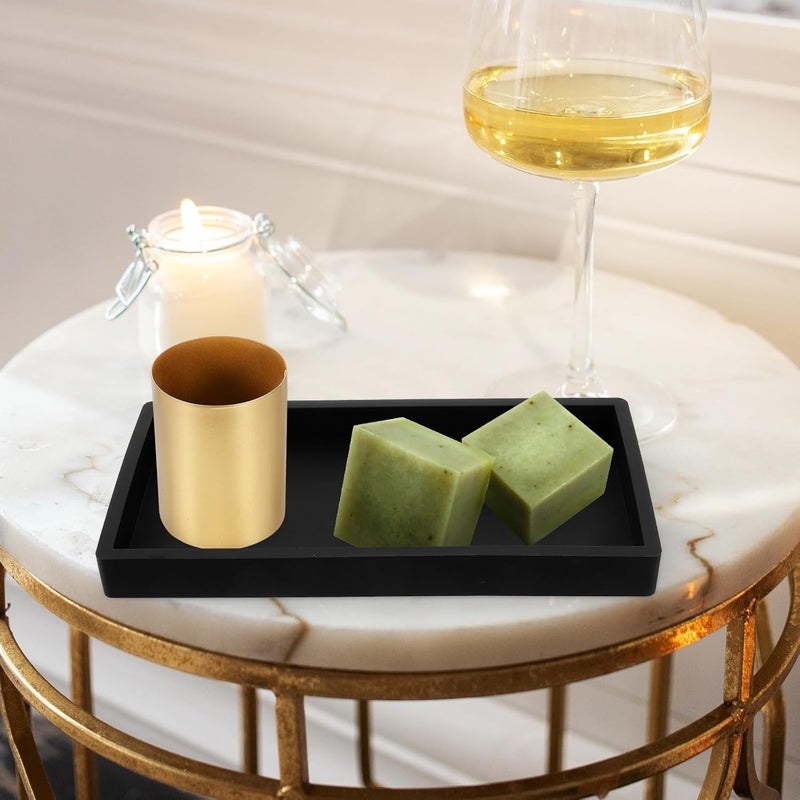 ABOOFAN Silicone Bathroom Tray Organizer for Countertop, Non-Slip Black Silicone Drying Mat with Drainage, Household Vanity Storage Tray for Bathroom and Kitchen - Image 5