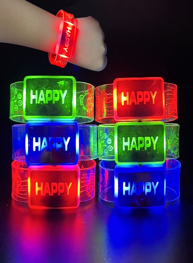 M.best 6pcs LED Light Up Bracelets, Glow in The Dark Flashing Wristbands Happy Bracelets Party Favors for Wedding,Sports,Festivals,Concerts,Party - Image 1